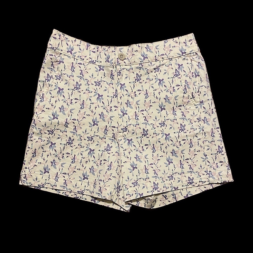 Jach's Girfriend New York White Floral Shorts tan purple